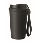 Recycled stainless steel thermal cup with handle and leakproof system 400 ml black colour eighth view