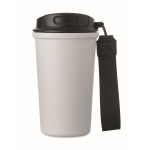 Recycled stainless steel thermal cup with handle and leakproof system 400 ml white colour fourth view