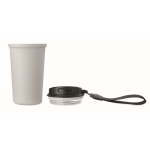 Recycled stainless steel thermal cup with handle and leakproof system 400 ml white colour sixth view