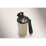 Recycled stainless steel thermal cup with handle and leakproof system 400 ml beige colour second photographic view