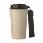 Recycled stainless steel thermal cup with handle and leakproof system 400 ml beige colour fourth view