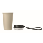 Recycled stainless steel thermal cup with handle and leakproof system 400 ml beige colour sixth view