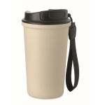 Recycled stainless steel thermal cup with handle and leakproof system 400 ml beige colour eighth view