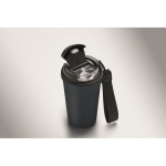 Recycled stainless steel thermal cup with handle and leakproof system 400 ml navy-blue colour second photographic view