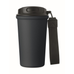 Recycled stainless steel thermal cup with handle and leakproof system 400 ml navy-blue colour fourth view