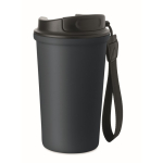Recycled stainless steel thermal cup with handle and leakproof system 400 ml navy-blue colour eighth view