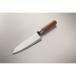 Stainless steel and beech wood chef’s knife with protection silver colour fifth photographic view