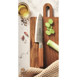 Stainless steel and beech wood chef’s knife with protection silver colour main ambient view