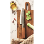Stainless steel and beech wood chef’s knife with protection silver colour second main ambient view