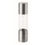 Stainless steel and acrylic salt and pepper mill with double lid silver colour second view