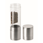 Stainless steel and acrylic salt and pepper mill with double lid silver colour third view
