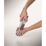 Stainless steel and acrylic salt and pepper mill with double lid silver colour sixth photographic view