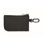 Faux leather coin purse with zip and carabiner for added security black colour second view