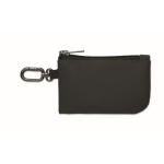Faux leather coin purse with zip and carabiner for added security black colour third view