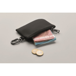 Faux leather coin purse with zip and carabiner for added security black colour fourth photographic view