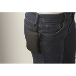 Faux leather coin purse with zip and carabiner for added security black colour fifth photographic view