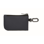 Faux leather coin purse with zip and carabiner for added security navy-blue colour second view