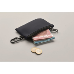 Faux leather coin purse with zip and carabiner for added security navy-blue colour fourth photographic view
