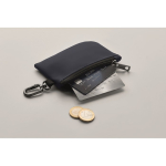 Faux leather coin purse with zip and carabiner for added security navy-blue colour second photographic view