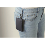 Faux leather coin purse with zip and carabiner for added security navy-blue colour fifth photographic view