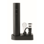 Plastic wine set with electric opener and accessories on base black colour second view