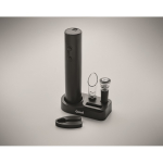Plastic wine set with electric opener and accessories on base black colour second main view