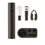 Plastic wine set with electric opener and accessories on base black colour fourth view