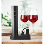 Plastic wine set with electric opener and accessories on base black colour ambient view