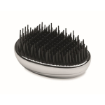 Plastic and aluminium hairbrush with detangling function shiny silver colour second view