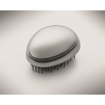 Plastic and aluminium hairbrush with detangling function shiny silver colour third photographic view