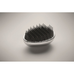 Plastic and aluminium hairbrush with detangling function shiny silver colour fourth photographic view