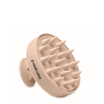 Plastic scalp massage and exfoliating brush beige colour view with print area