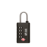 TSA iron padlock with plastic body and 4-digit combination black colour view with print area