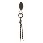 Braided polyester cord keyring with tag and ring black colour second view