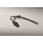 Braided polyester cord keyring with tag and ring black colour second photographic view