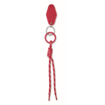Braided polyester cord keyring with tag and ring red colour second view