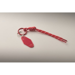 Braided polyester cord keyring with tag and ring red colour second photographic view