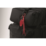 Braided polyester cord keyring with tag and ring red colour fourth photographic view