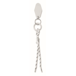 Braided polyester cord keyring with tag and ring white colour second view