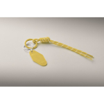 Braided polyester cord keyring with tag and ring yellow colour second photographic view