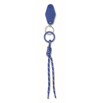 Braided polyester cord keyring with tag and ring royal blue colour second view