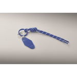 Braided polyester cord keyring with tag and ring royal blue colour second photographic view