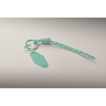 Braided polyester cord keyring with tag and ring mint green colour second photographic view
