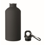 Leakproof recycled stainless steel bottle with rubberised finish 500ml black colour second view