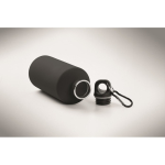 Leakproof recycled stainless steel bottle with rubberised finish 500ml black colour fourth photographic view