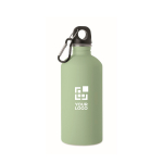 Leakproof recycled stainless steel bottle with rubberised finish 500ml mint green colour view with print area
