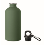 Leakproof recycled stainless steel bottle with rubberised finish 500ml dark green colour second view