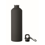Recycled stainless steel bottle with rubberised finish and carabiner 750 ml black colour second view