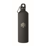 Recycled stainless steel bottle with rubberised finish and carabiner 750 ml black colour main view