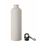 Recycled stainless steel bottle with rubberised finish and carabiner 750 ml white colour second view